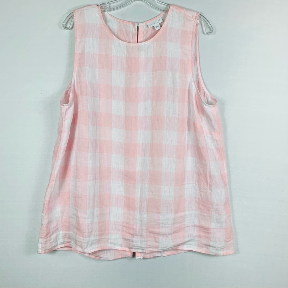 J. Jill Love Linen Plaid Button Back Tank Top